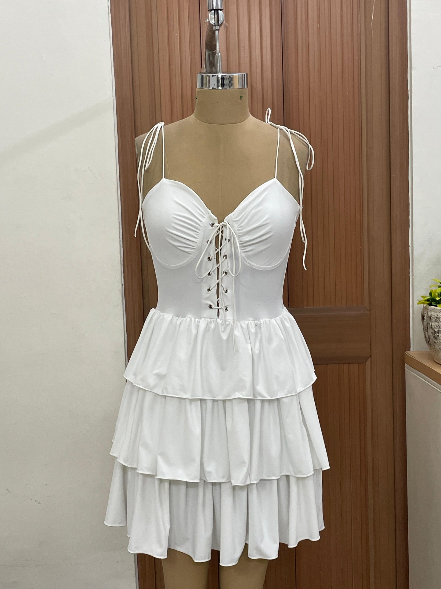 TANDUL Casual White Frill Women Dress