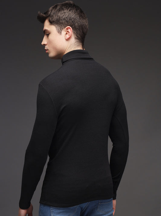 TANDUL Men Solid Turtle Neck Black Sweater