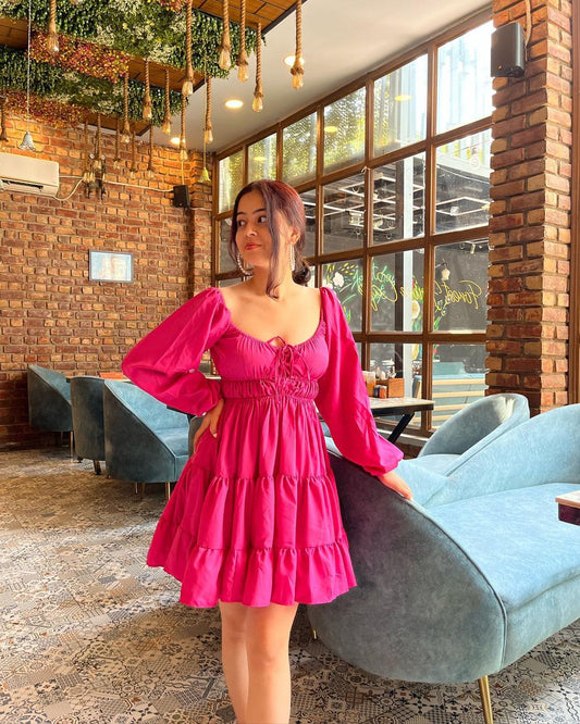 Women Fit and Flare Pink Dress