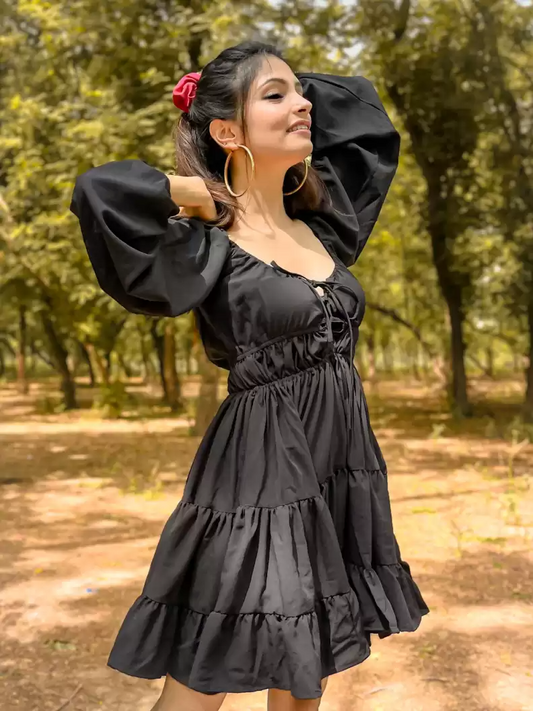 TANDUL Women Fit and Flare Black Dress