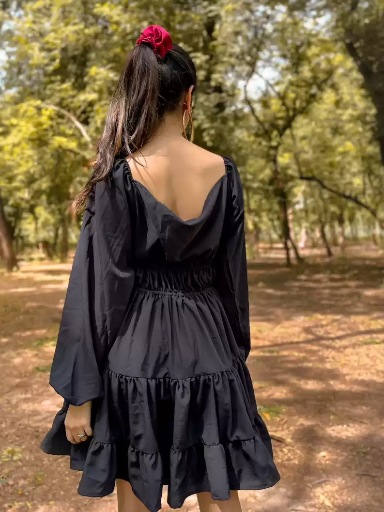 TANDUL Women Fit and Flare Black Dress