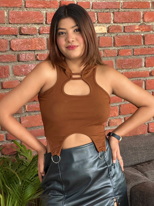 TANDUL Women chic Stylish Brown Crop Top
