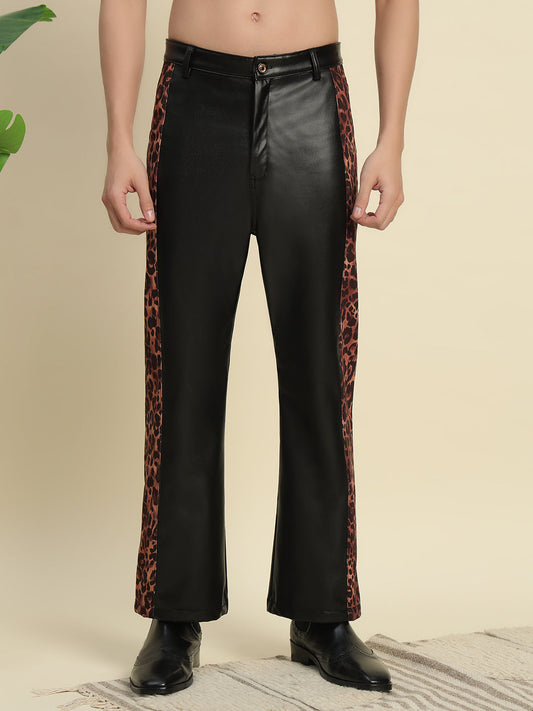 TANDUL Men's Leather Trouser with Printed Detailes