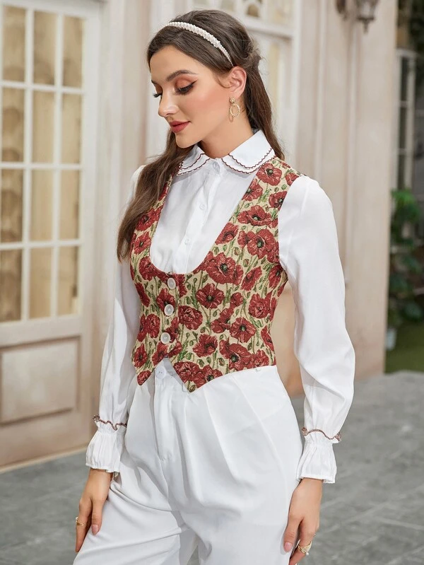 TANDUL Printed Single Breasted Casual Women Blazer