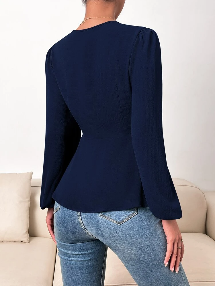 TANDUL Casual Solid Women Blue Top