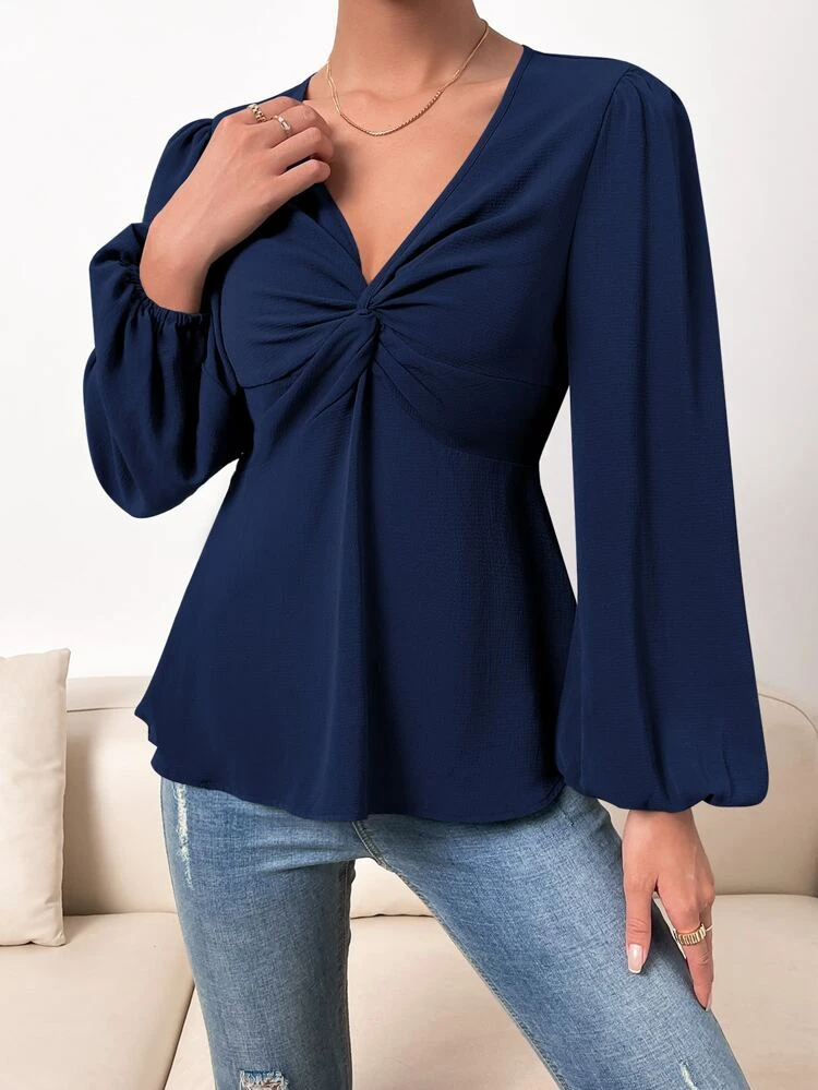 TANDUL Casual Solid Women Blue Top