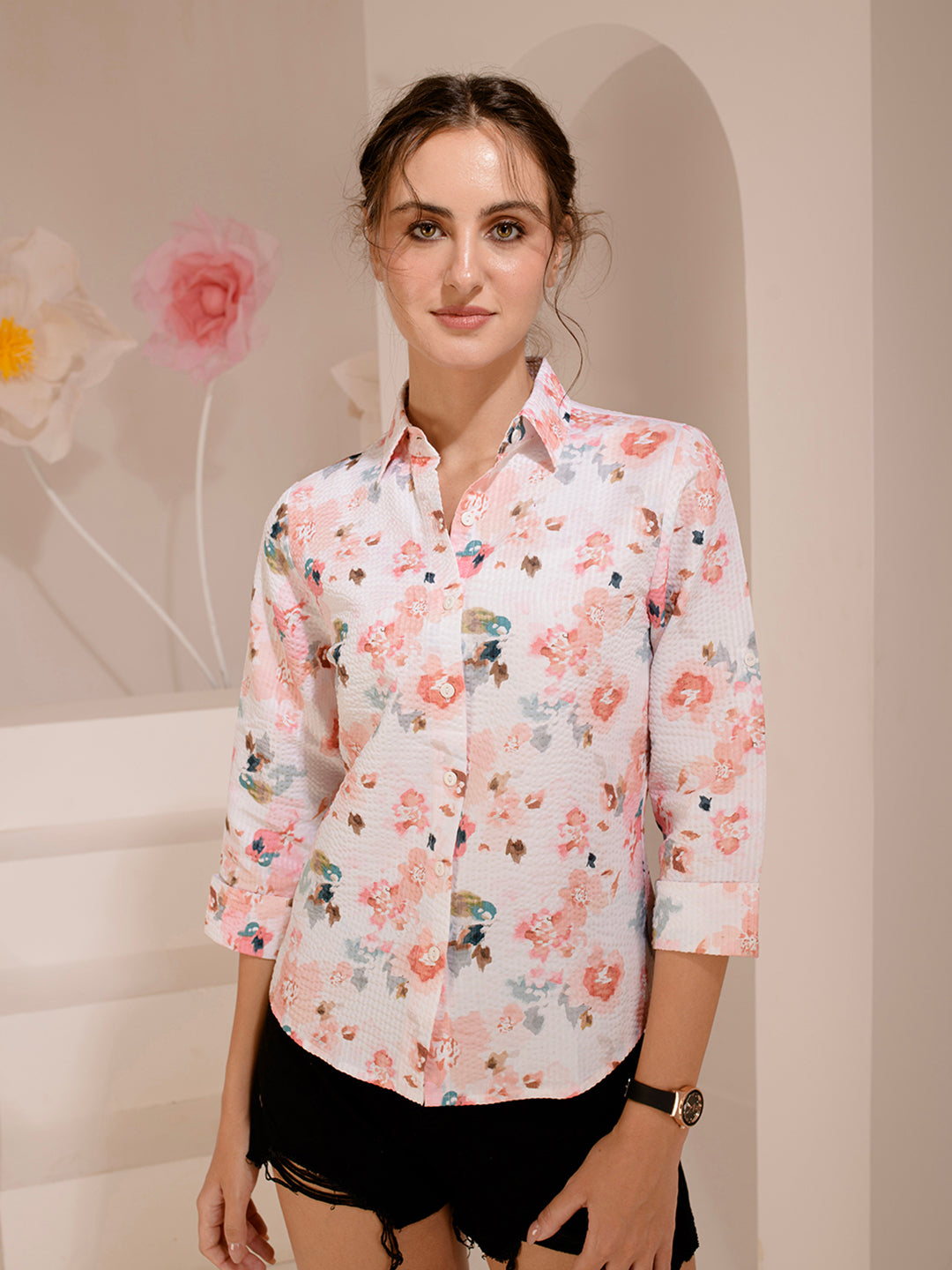 TANDUL  Women Regular Fit Printed Built-up Collar Casual Shirt