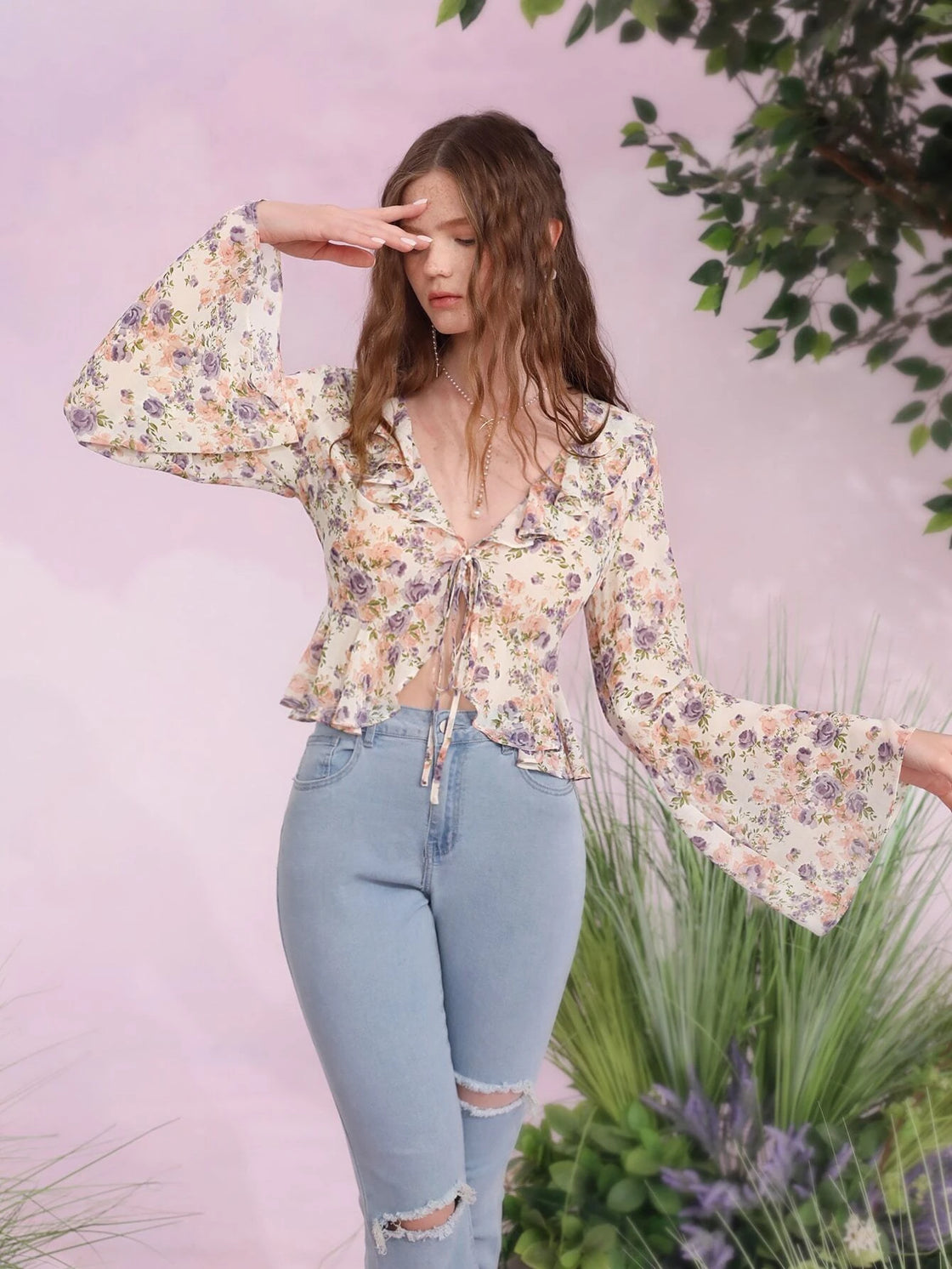 TANDUL  Casual Bell Sleeves Printed Women Multicolor Top