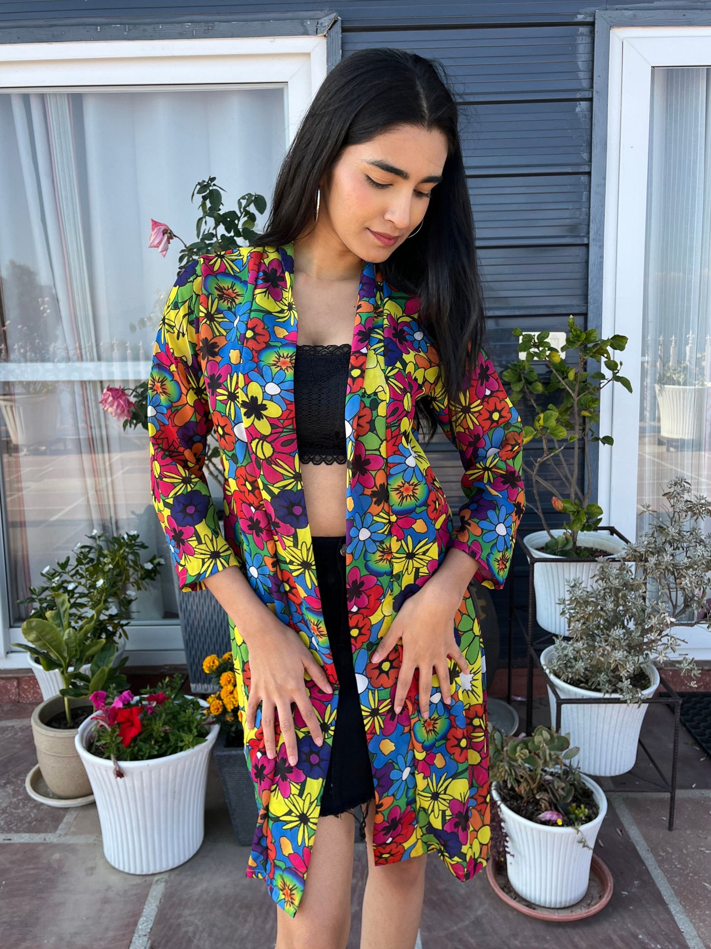 TANDUL Women Vibrant Multicolor Floral Printed Shrug