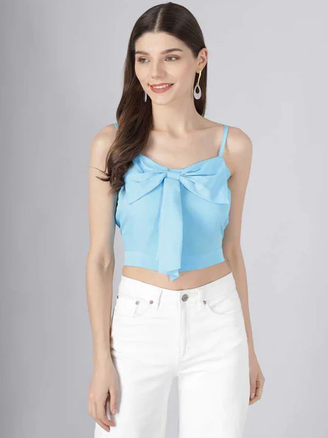 Casual Sleeveless Solid Women Blue Top