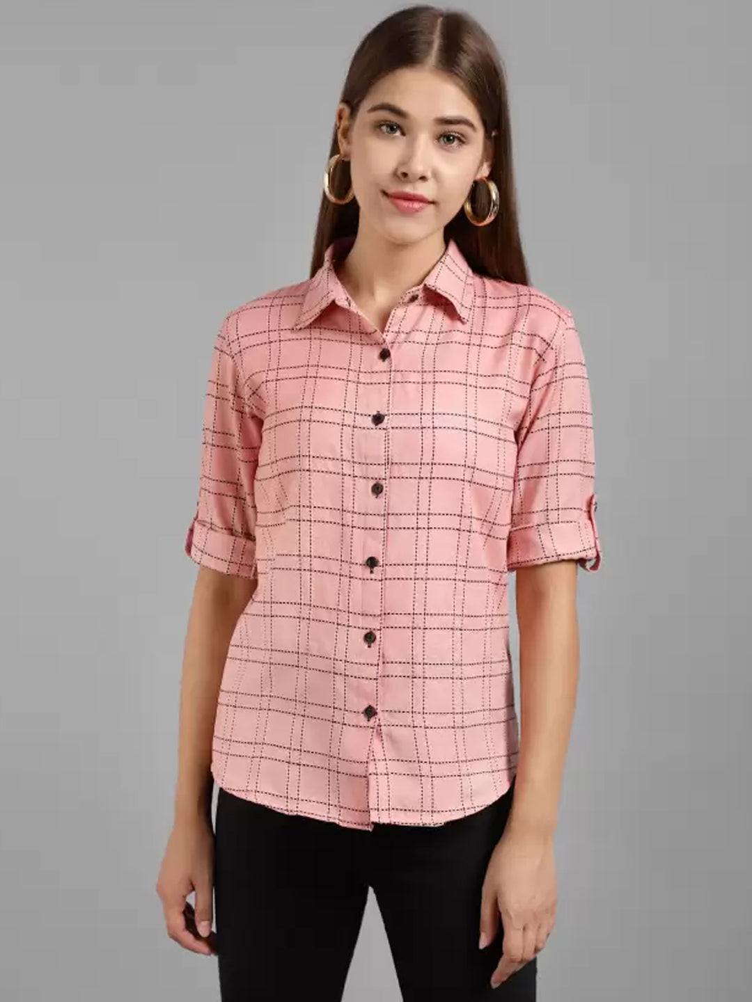 TANDUL  Women Regular Fit Checkered Spread Collar Casual Shirt