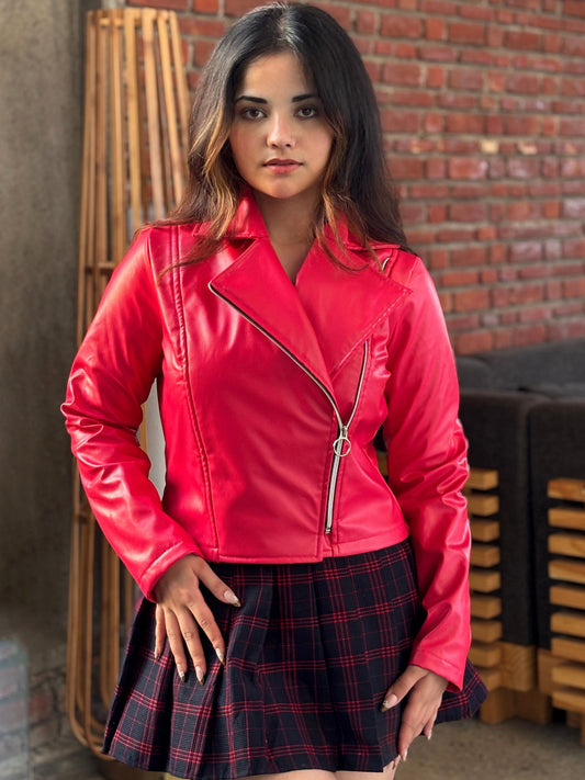 TANDUL Women Stunning Pink Leather Jacket
