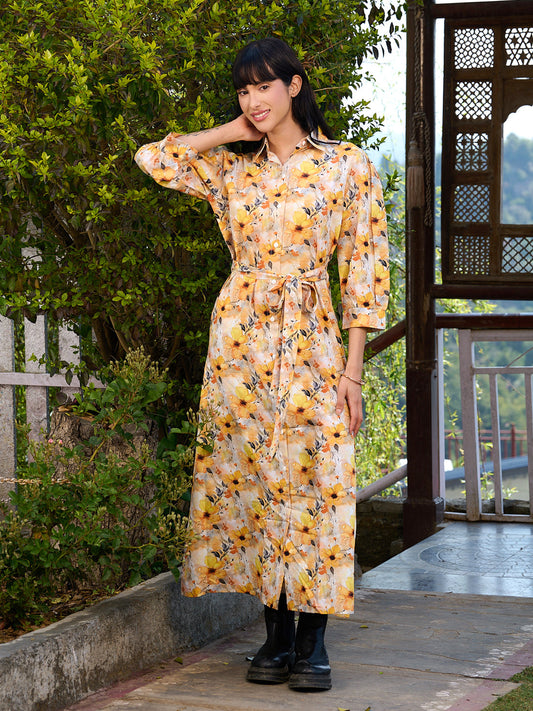 TANDUL Women Yellow Floral Printed Dress