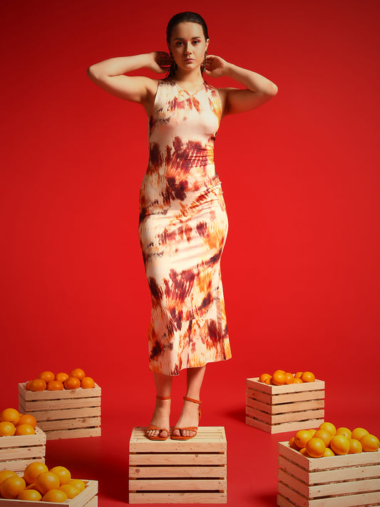 TANDUL  Women Bodycon Orange Dress