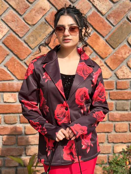 TANDUL Women Stunning Rose Printed Blazer