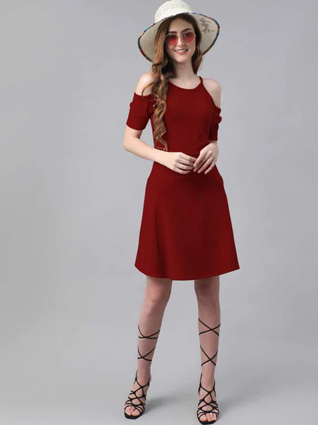 Women A-line Maroon Dress