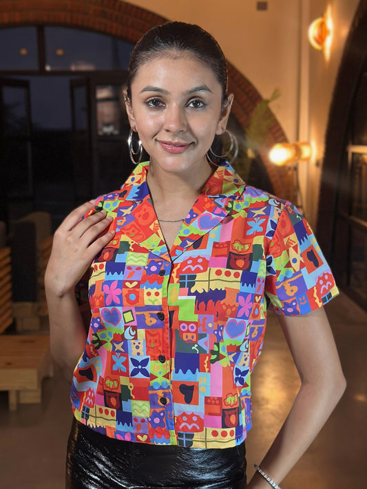 Women Regular Fit Printed Built-up Collar Casual Shirt