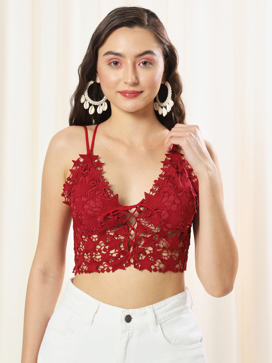 TANDUL  Casual Sleeveless Solid Women Maroon Top