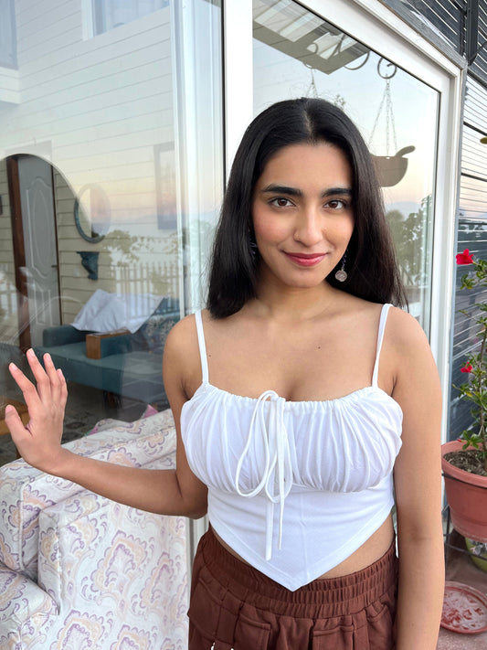 TANDUL Casual Sleeveless Solid Women White Top