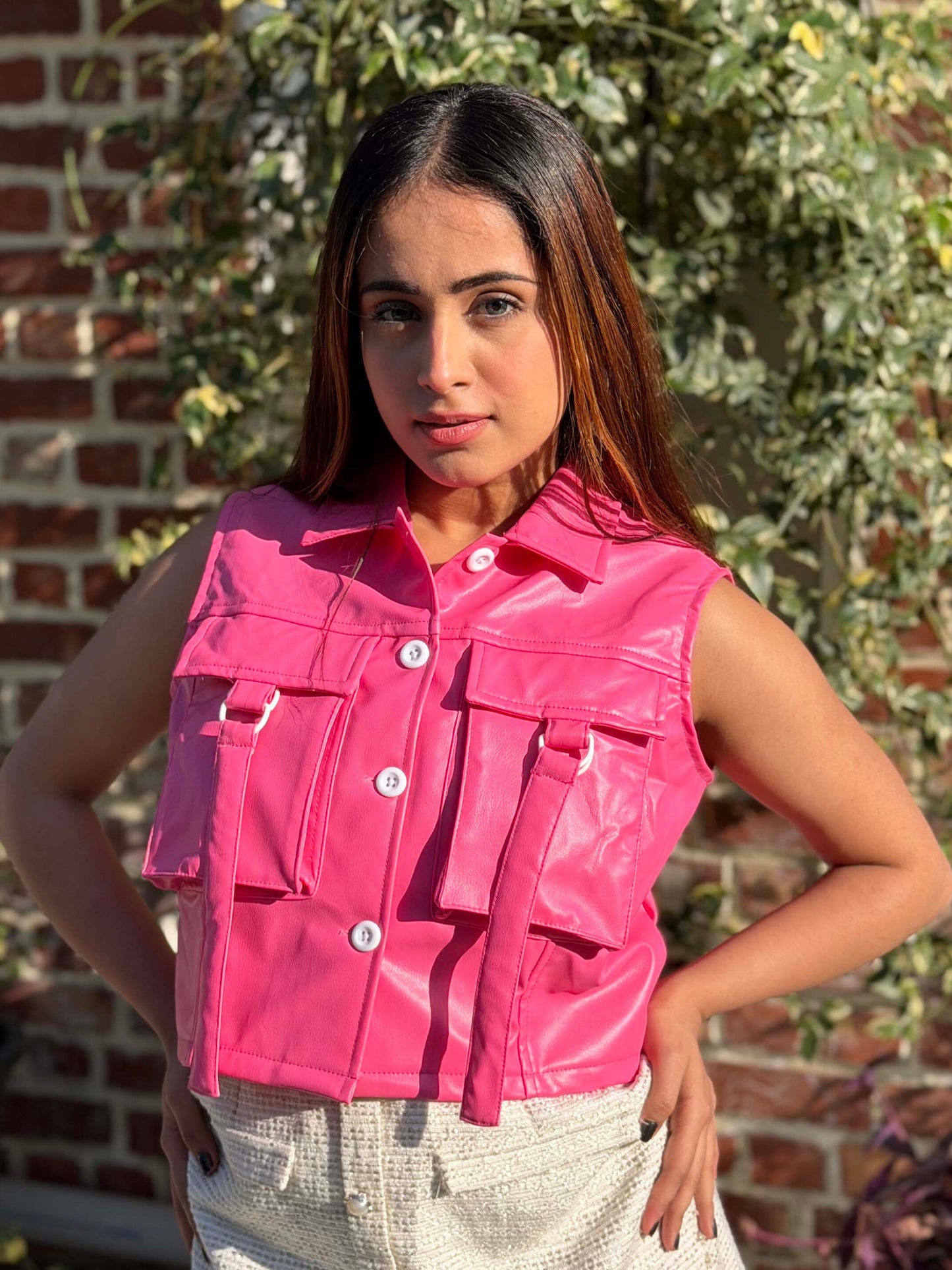 TANDUL Women Pink Leather Jacket