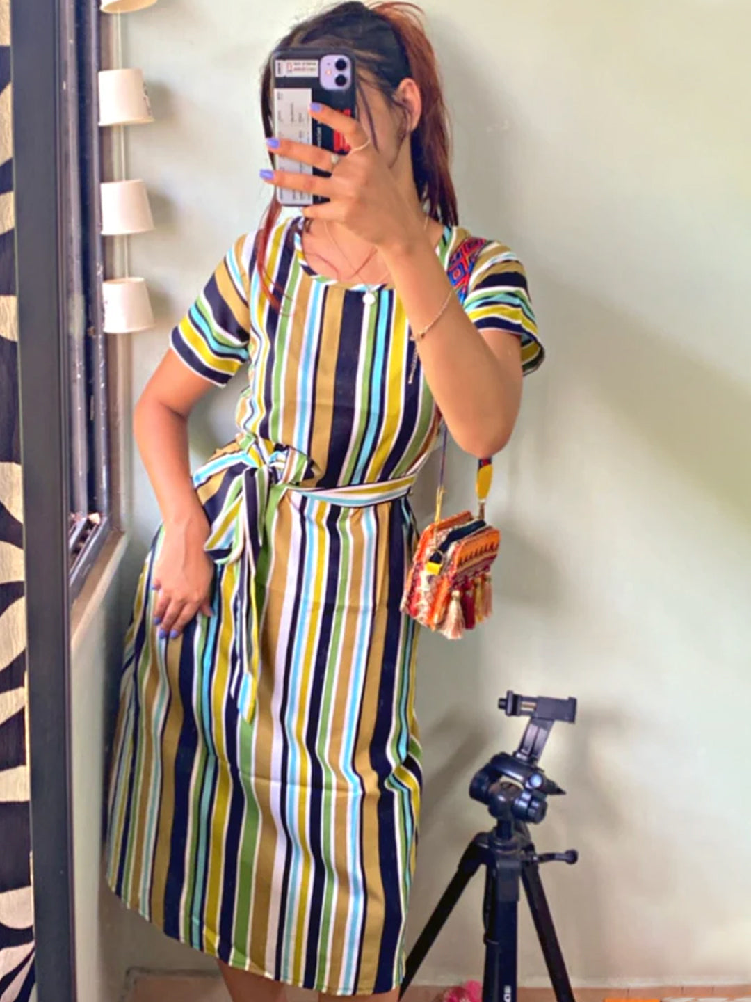Women A-line Multicolor Dress