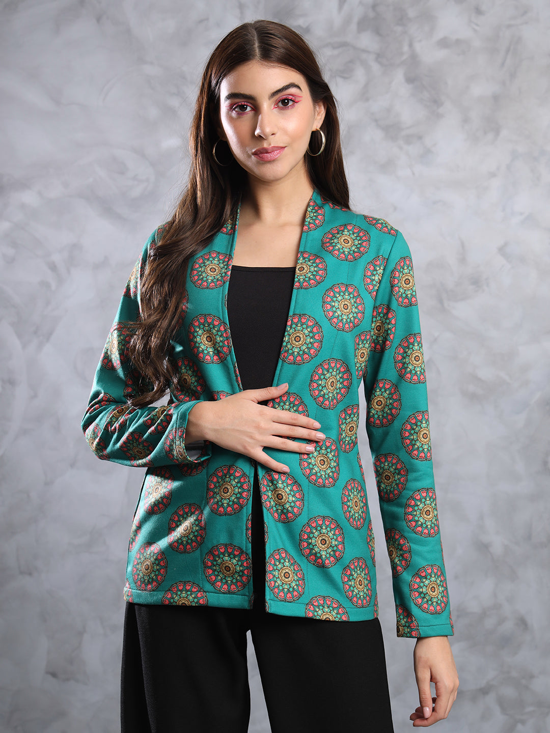 TANDUL  FLEECE BLEND Printed Coat For Women