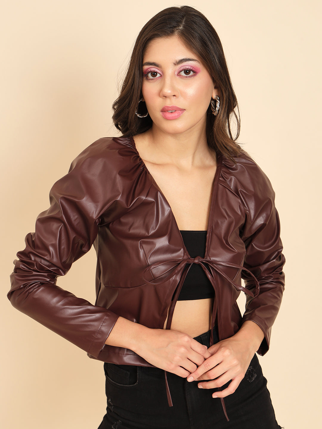 TANDUL PU FAUX LEATHER Coat For Women