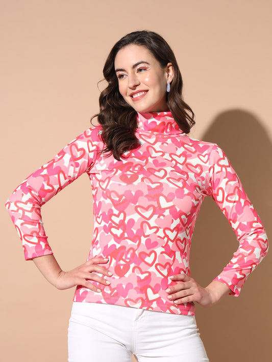 TANDUL Women Printed High Neck Multicolor Sweater
