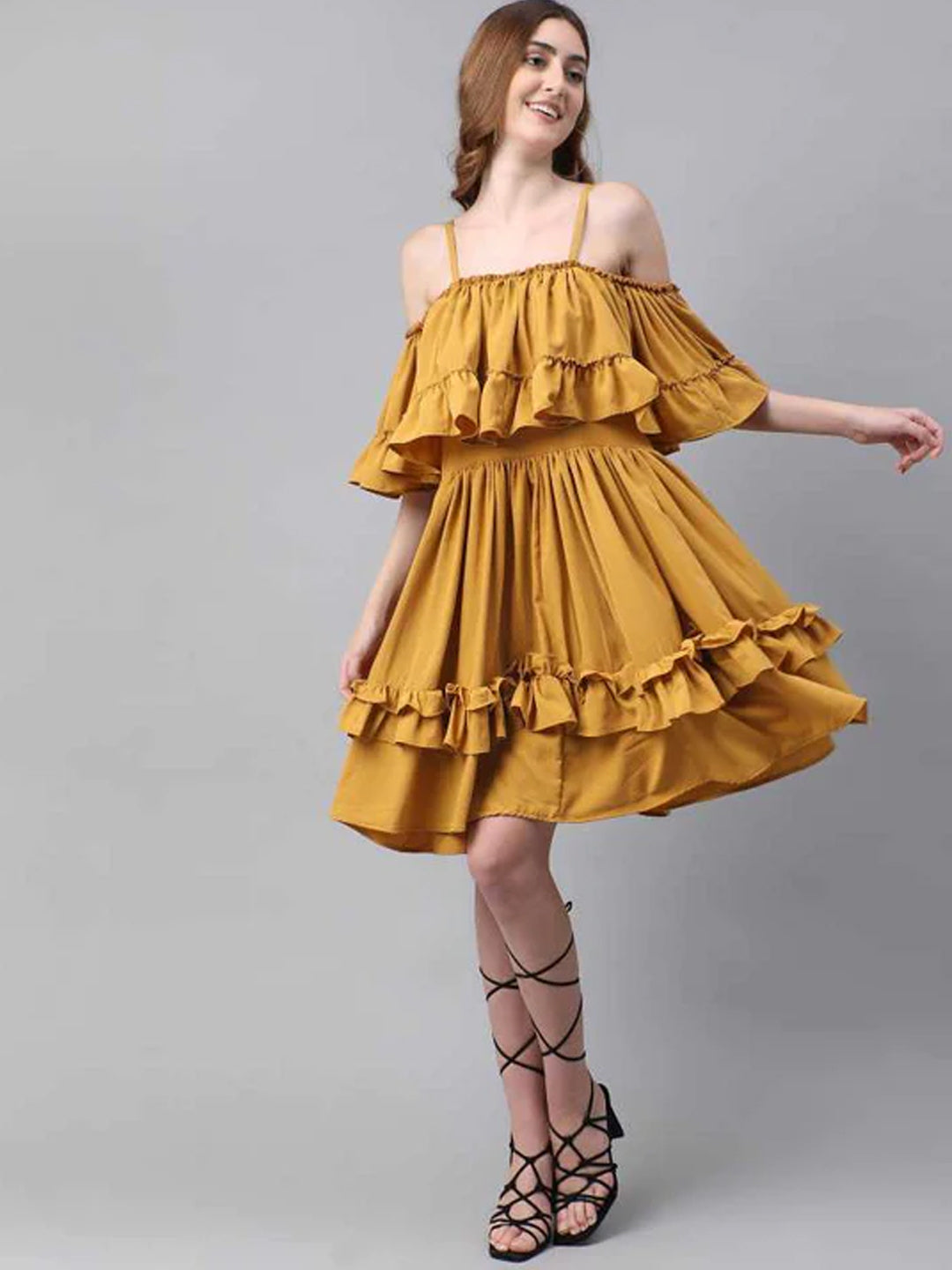 TANDUL  Women Fit and Flare Yellow Dress