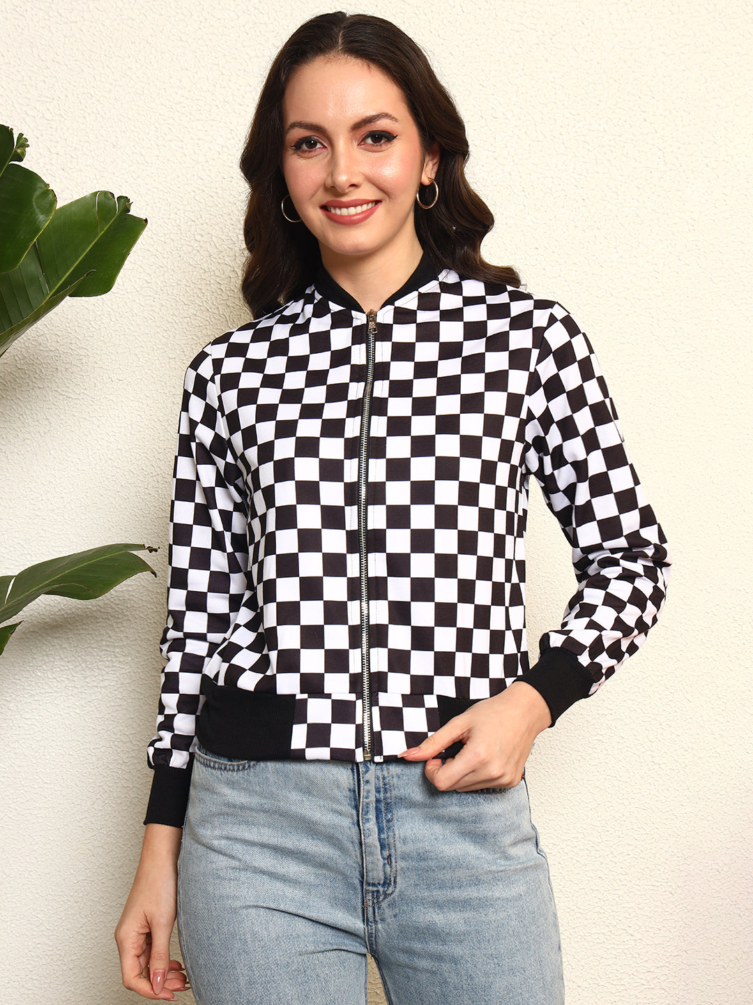 TANDUL Women Stylish Checkered Fleece Jacket