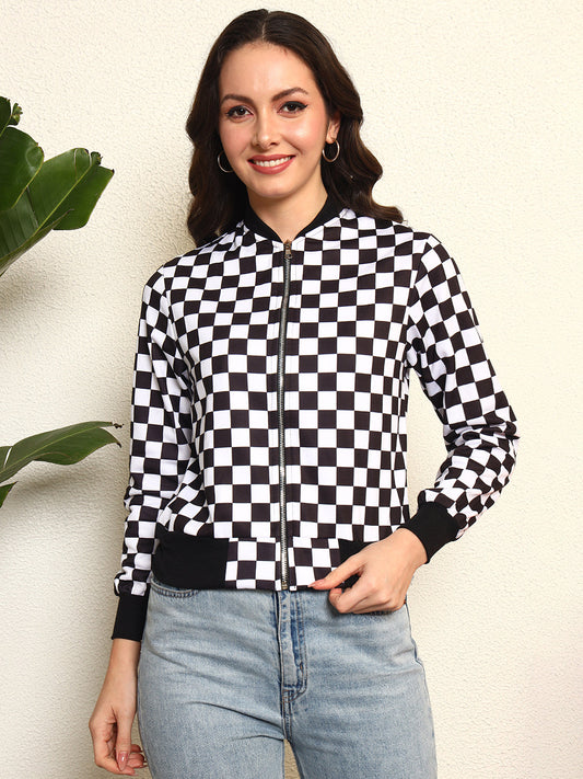 TANDUL Women Stylish Checkered Fleece Jacket