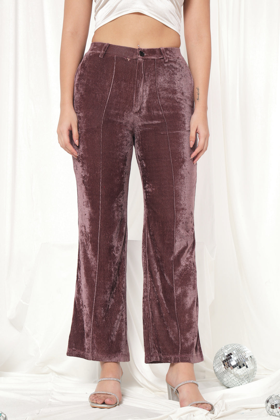 TANDUL  Women Regular Fit Brown Velvet Trousers