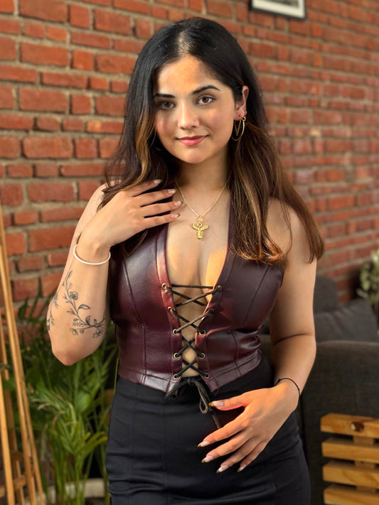 TANDUL  Casual Sleeveless Solid Women Brown Top