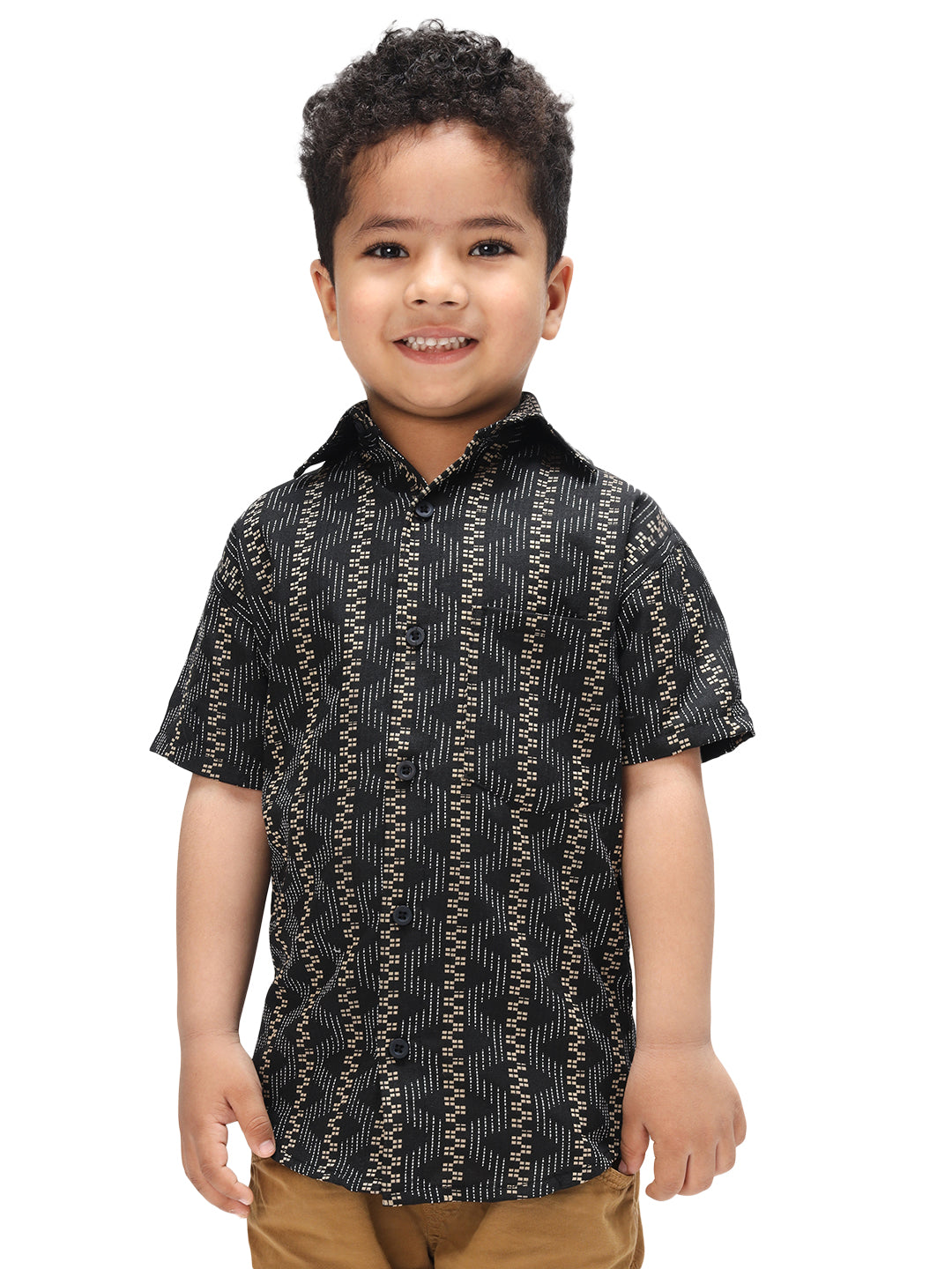 Boys Stylish Black Shirt Printed Casual Shirt