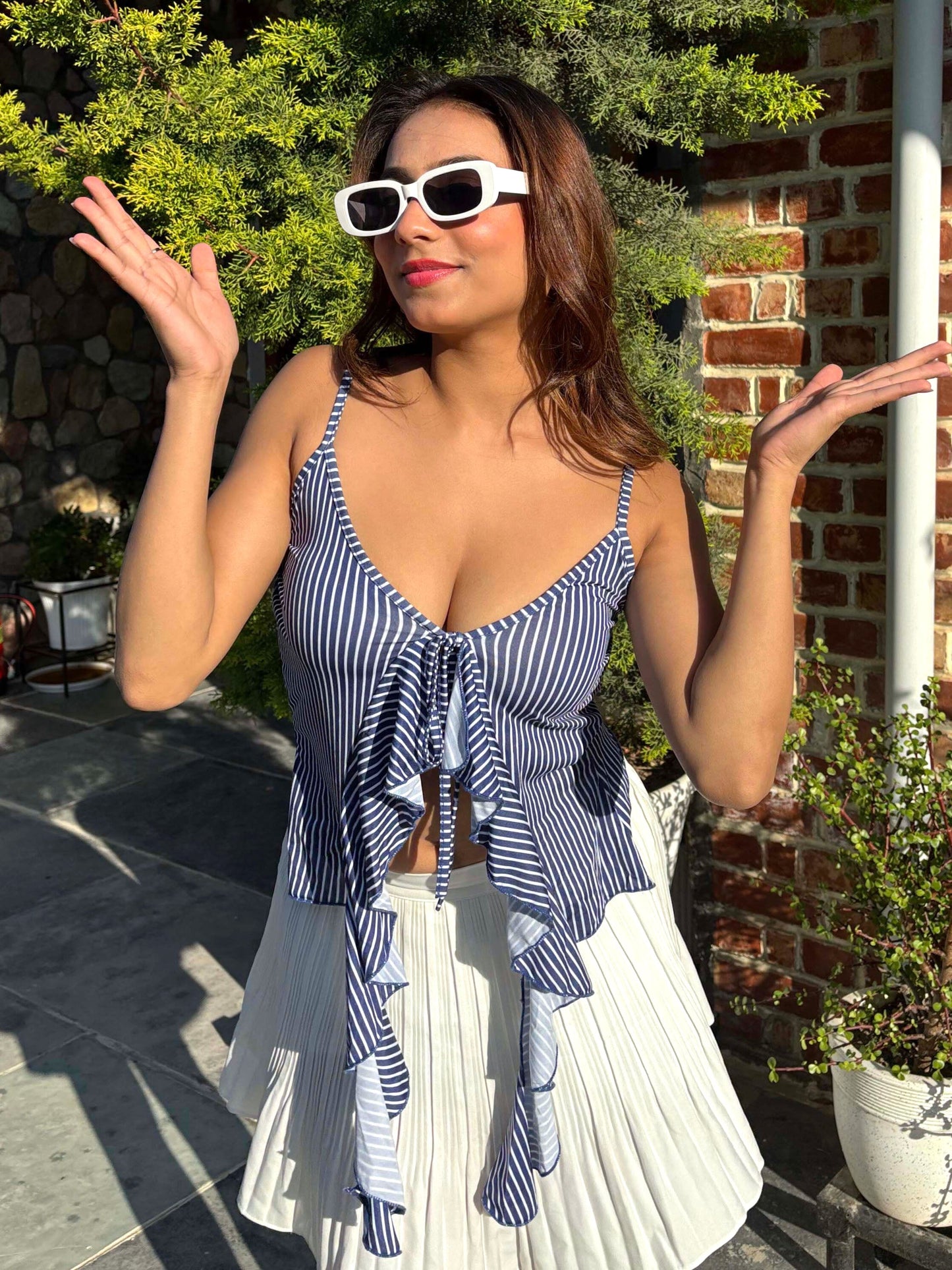 TANDUL Women Stylish Blue Striped Top