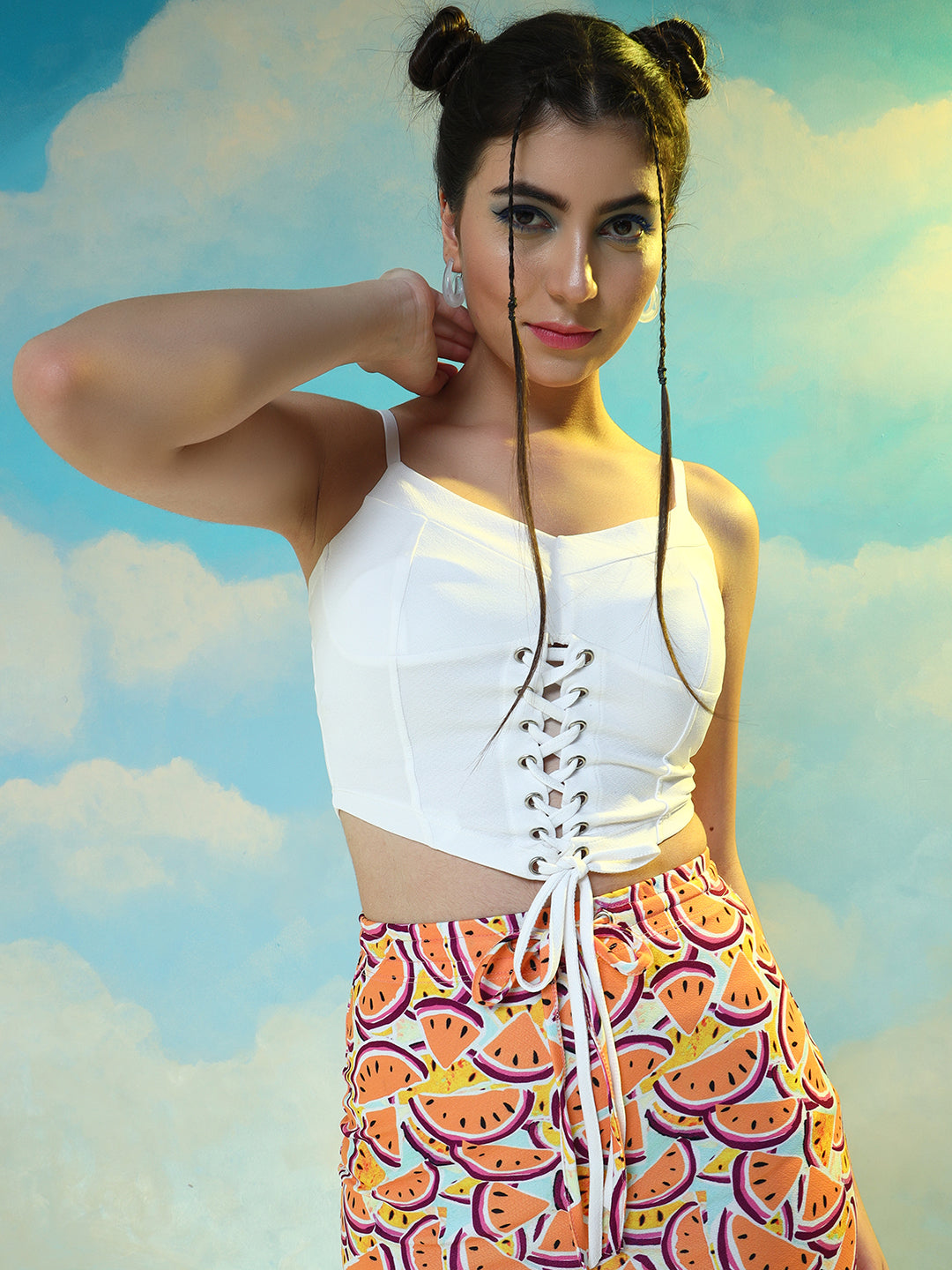 TANDUL  Casual Sleeveless Solid Women White Top