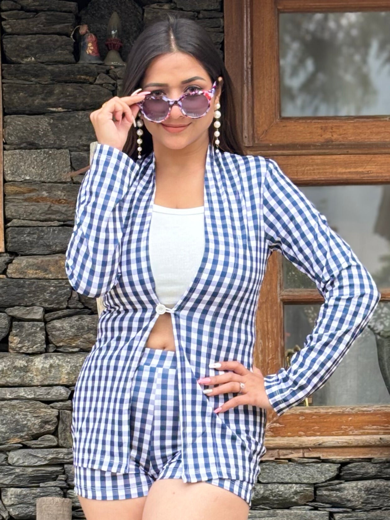 TANDUL Shirt Chino Shorts Co-ords Set with Blazer