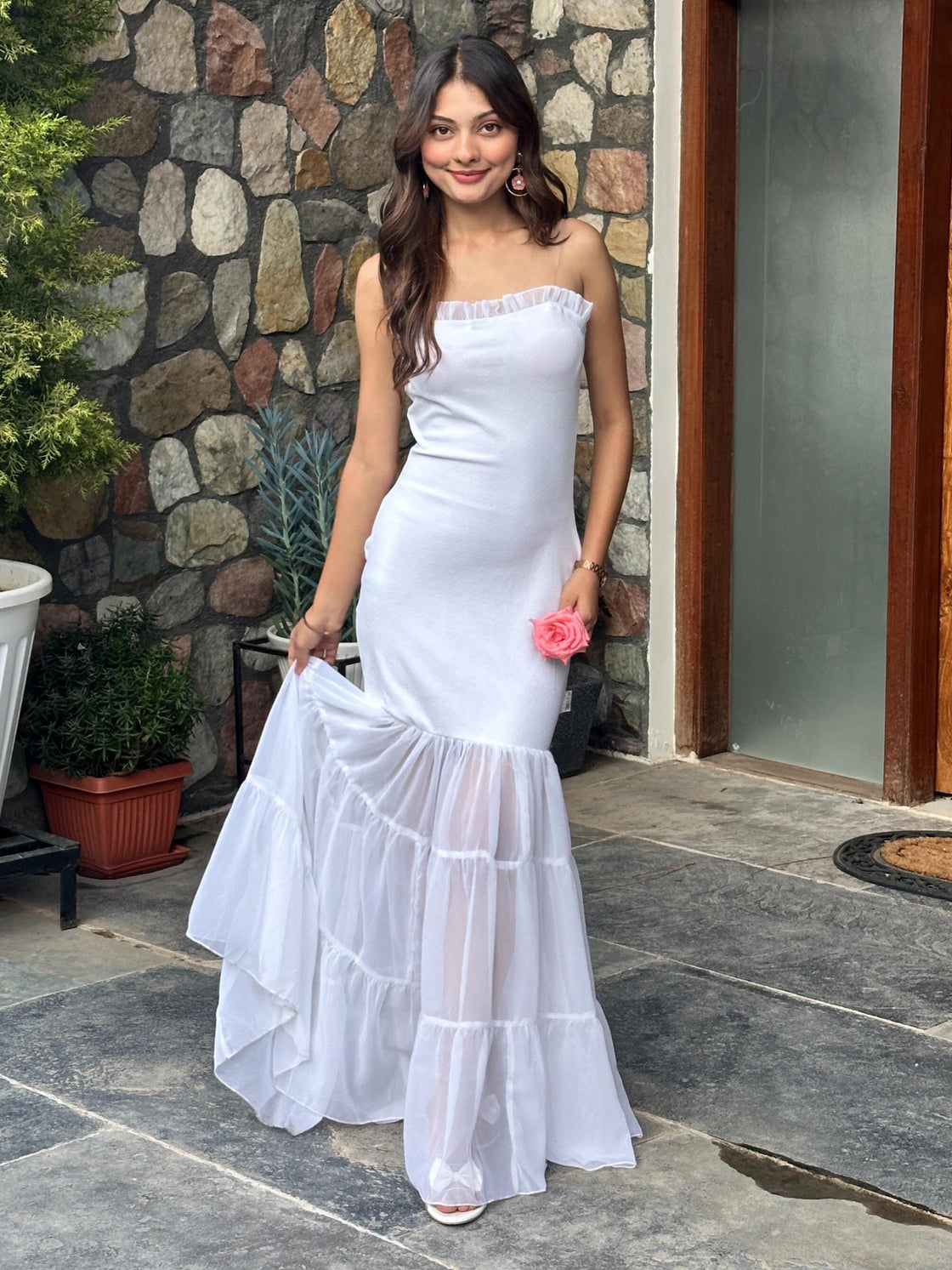 TANDUL Women Stunning White Dress
