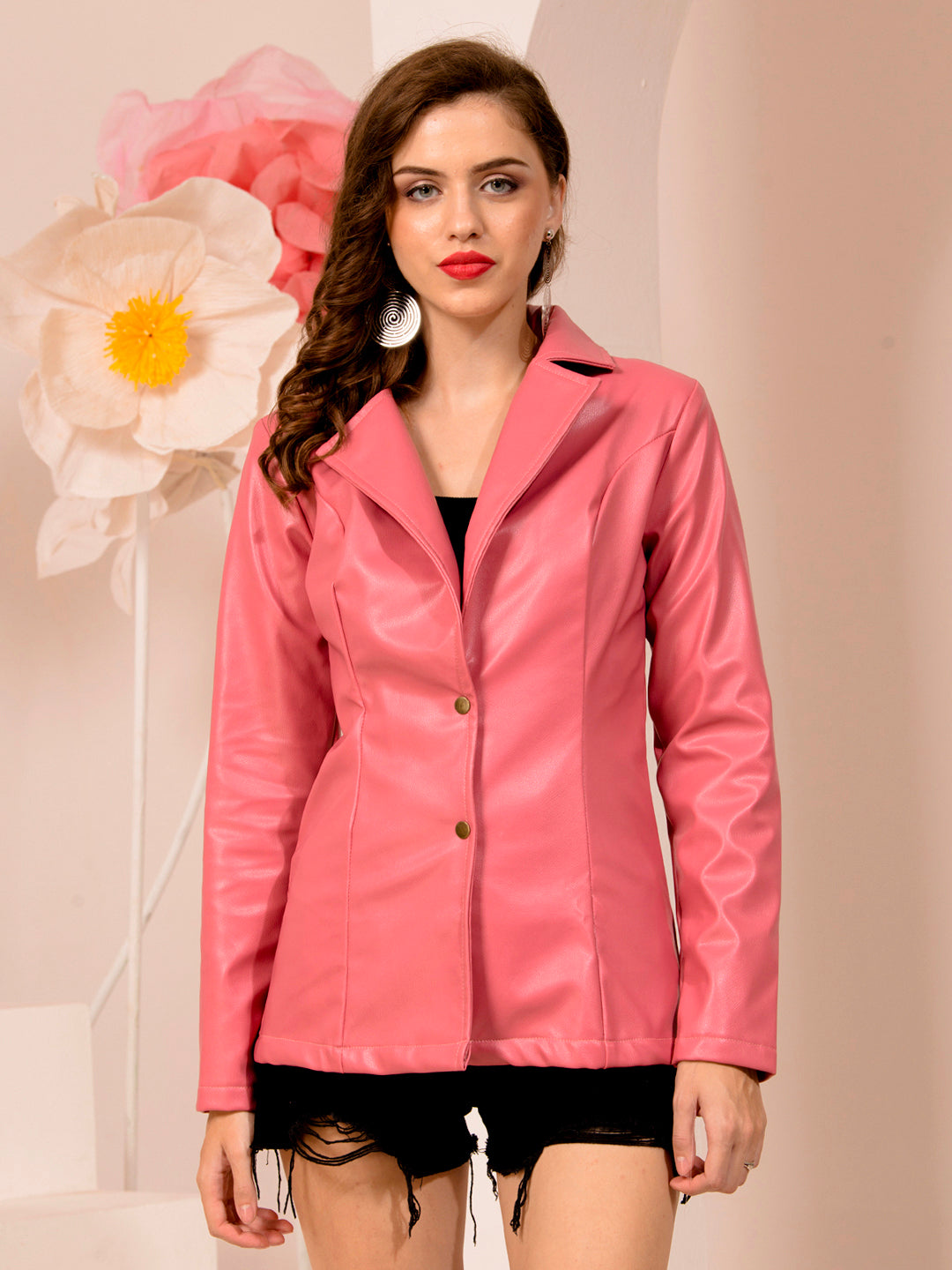 TANDUL  PU LEATHER Solid Coat For Women