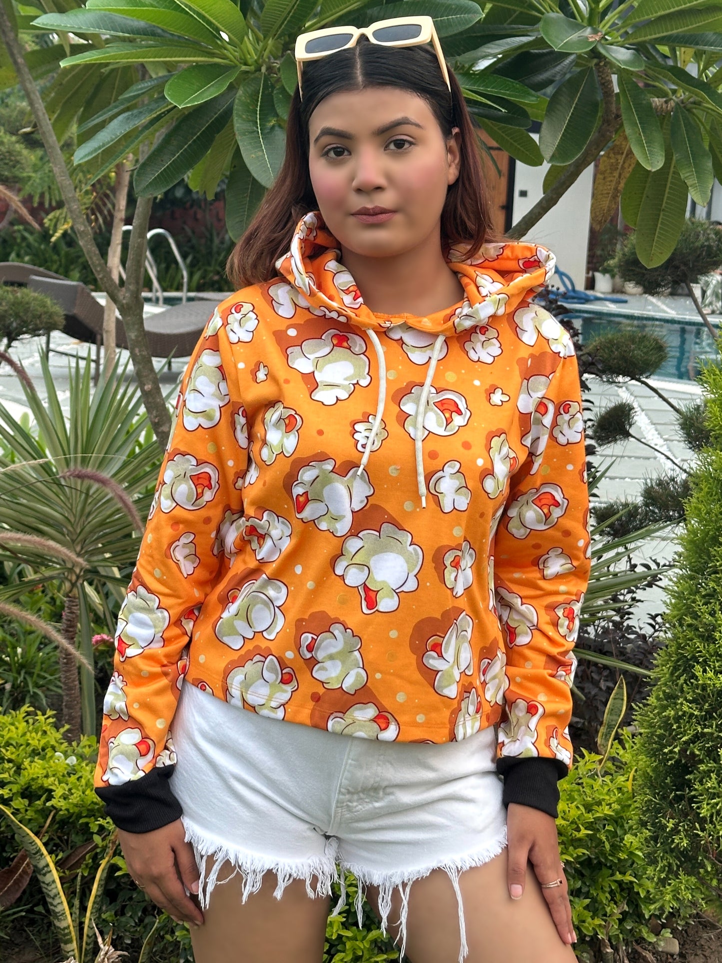 TANDUL Women Yellow Printed Hoodie