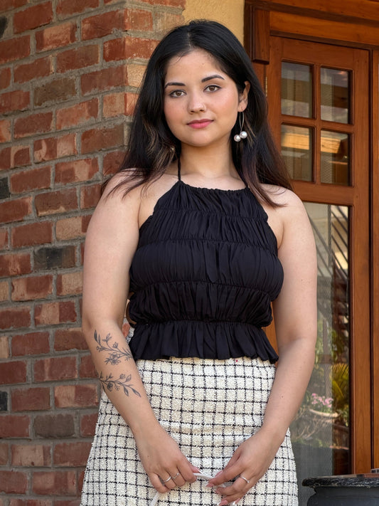 TANDUL Women Elegant Black Crop Top
