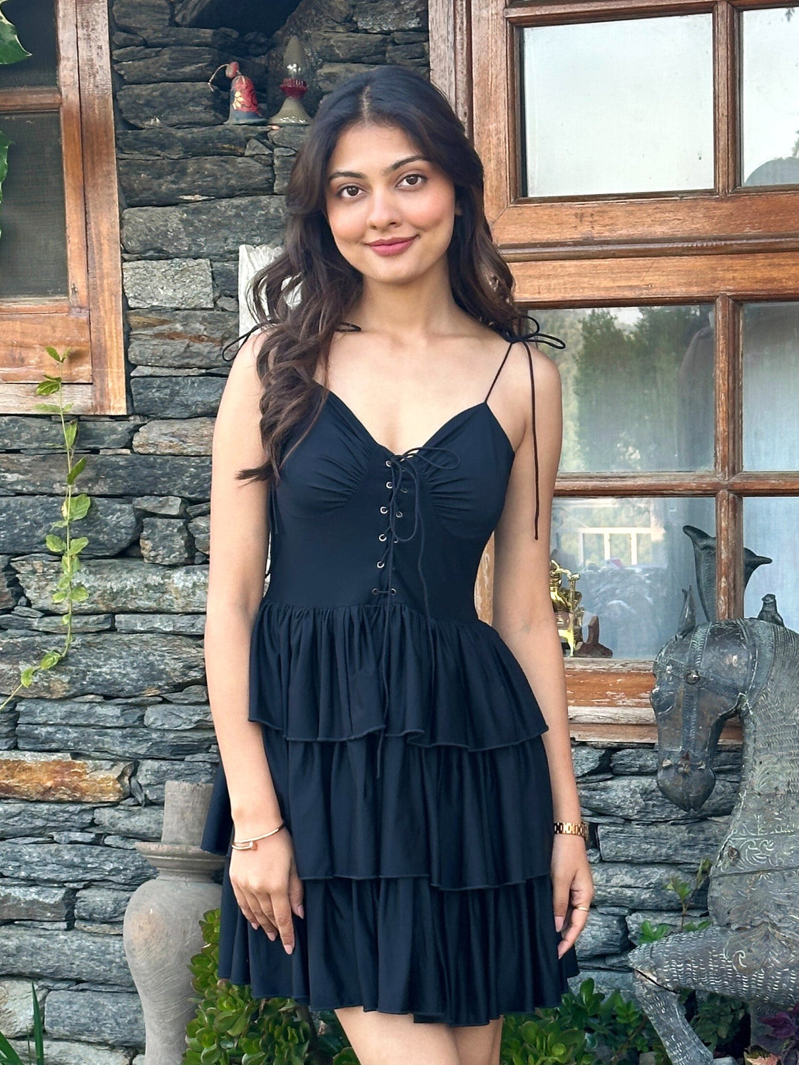 TANDUL Women Black Ruffled Dress