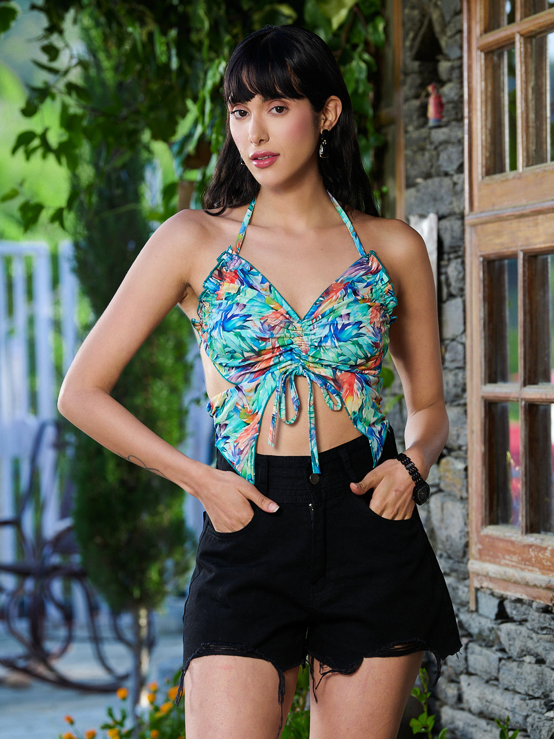 TANDUL Multicolor Butterfly Cut Top