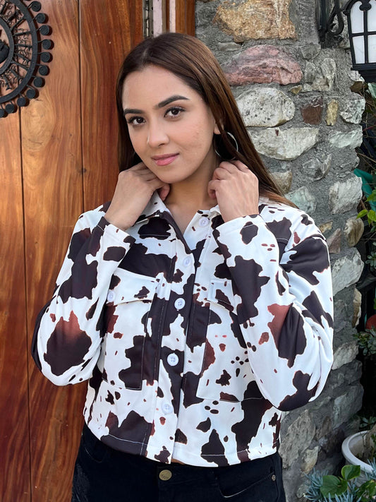 TANDUL Women's Cow Printed Jacket