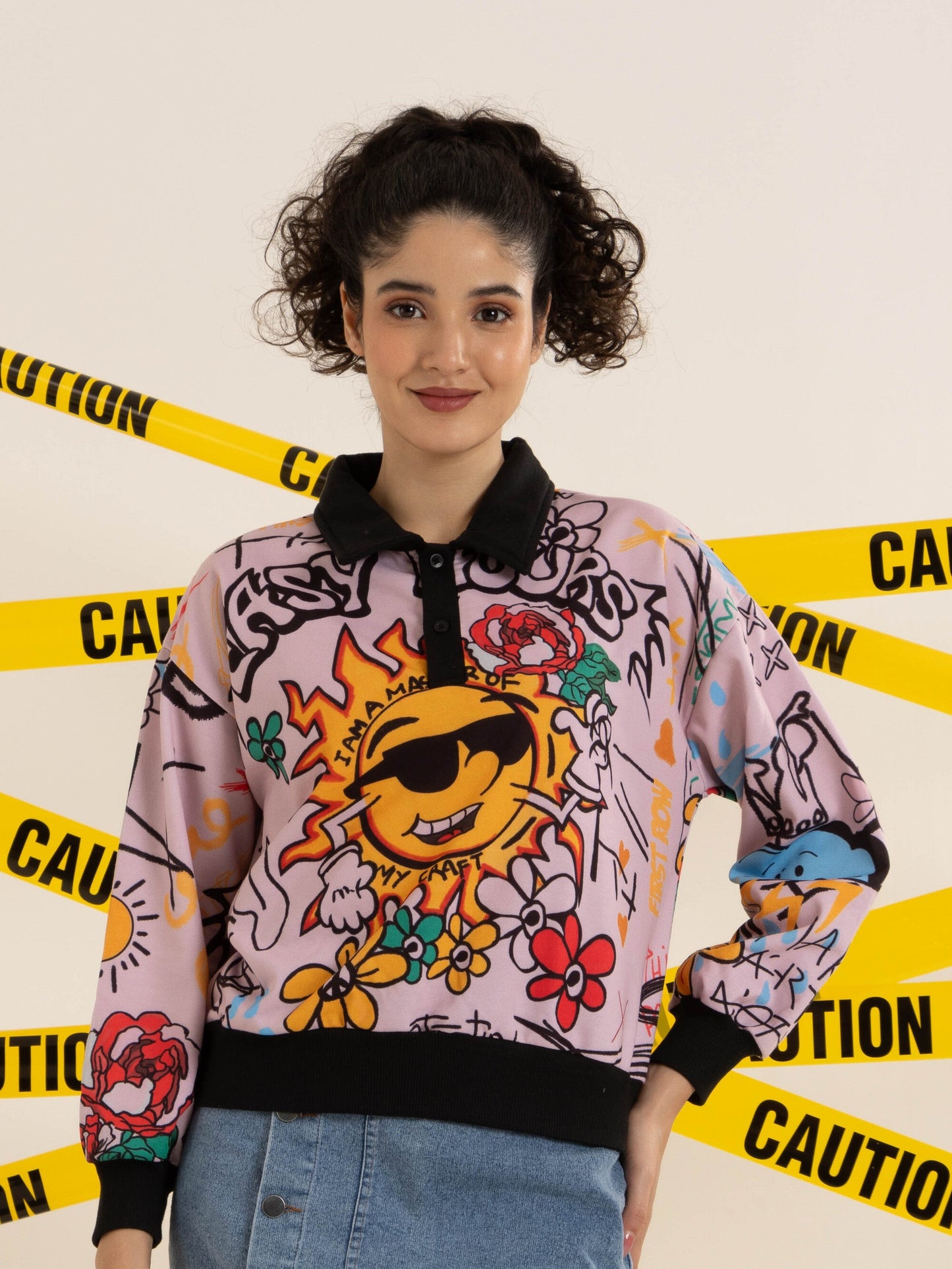 TANDUL Pink Printed Casual Sweatshirt