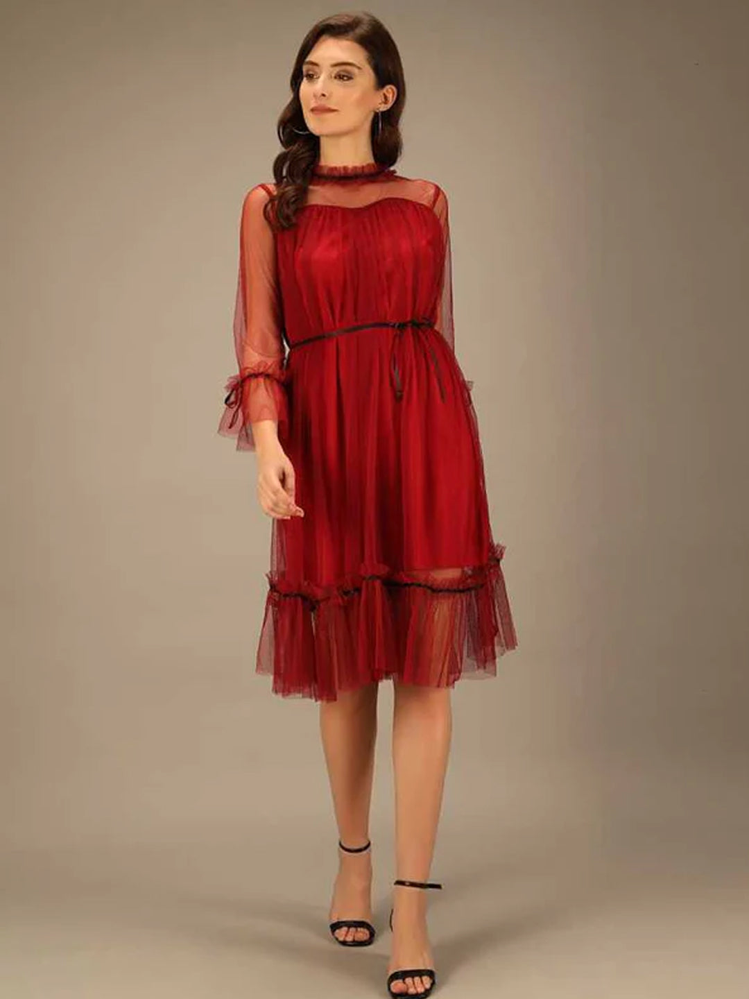 TANDUL  Women Fit and Flare Maroon Dress