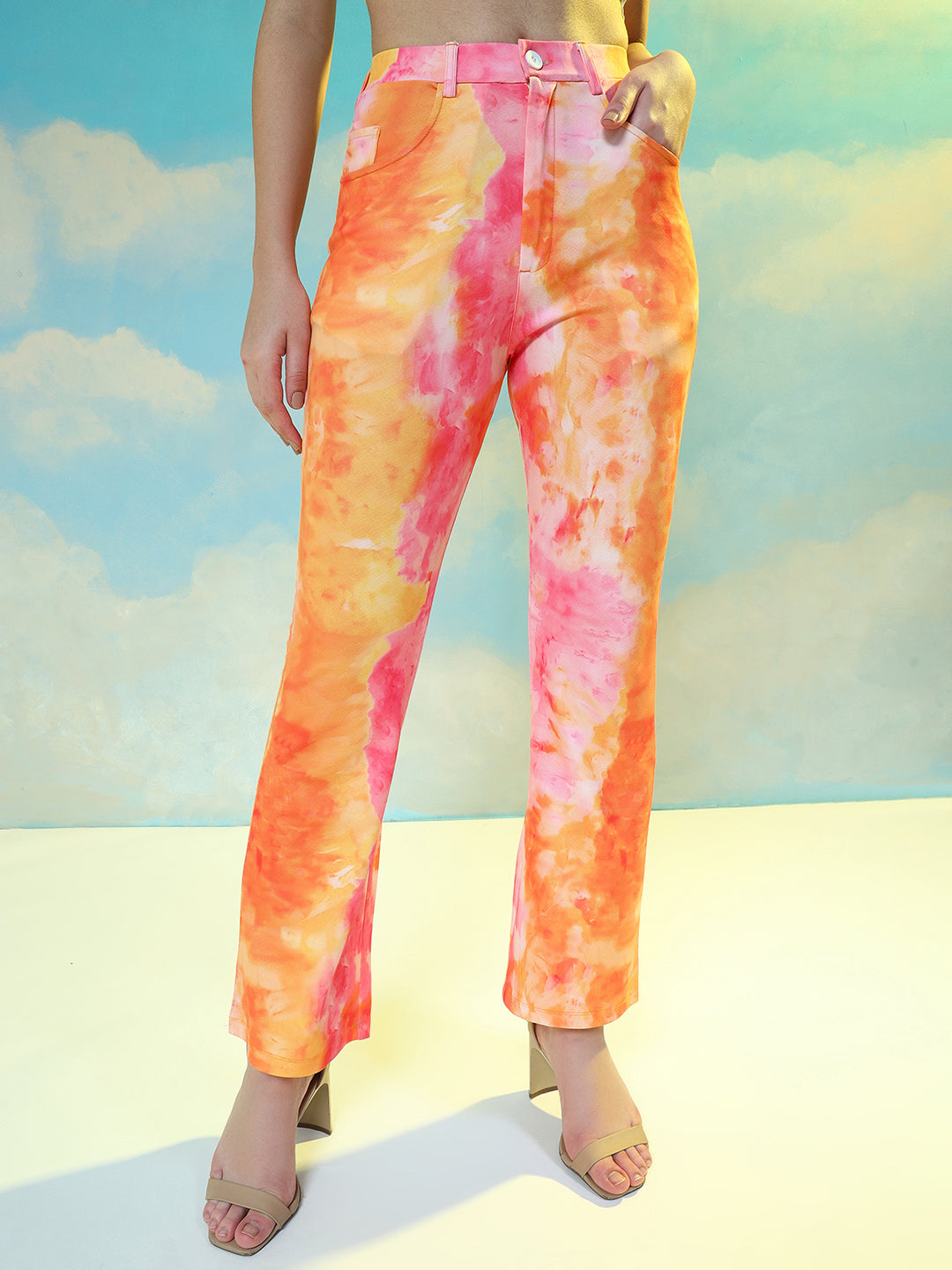 TANDUL  Women Regular Fit Multicolor Lycra Blend Trousers