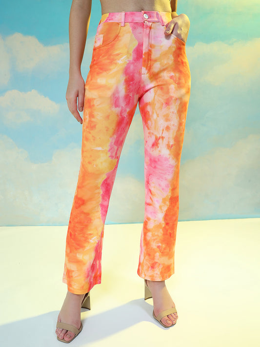 TANDUL  Women Regular Fit Multicolor Lycra Blend Trousers