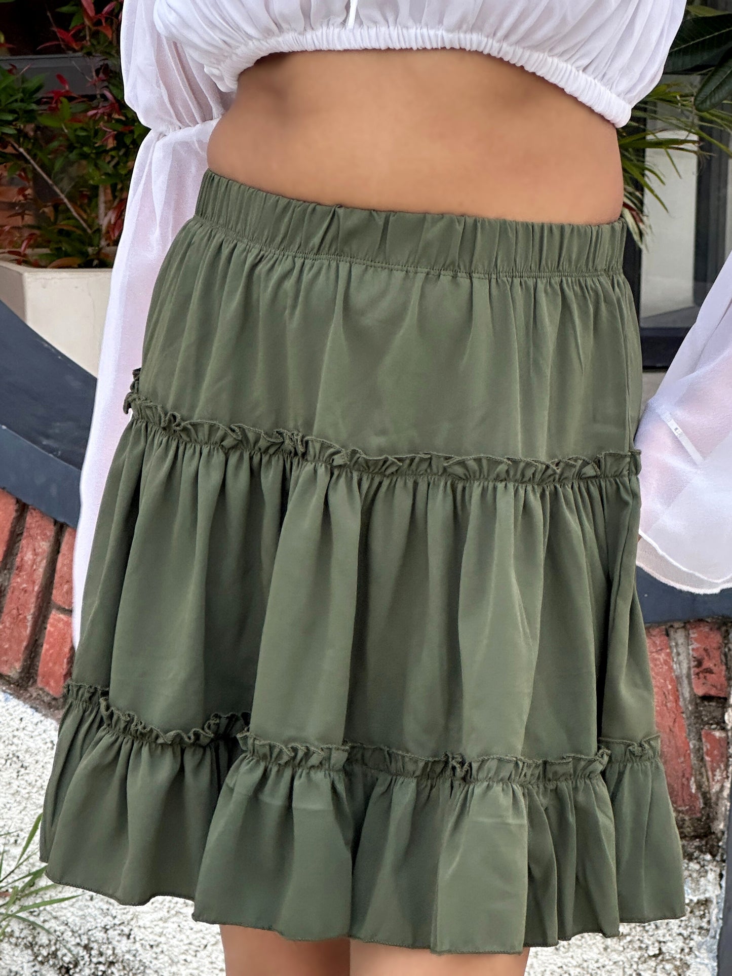 TANDUL Women Stunning Green Ruffled Skirt