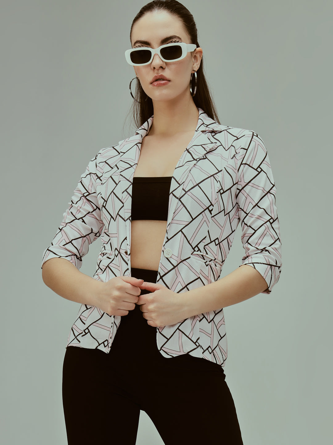 TANDUL  Women Printed Single Breasted Casual Blazer